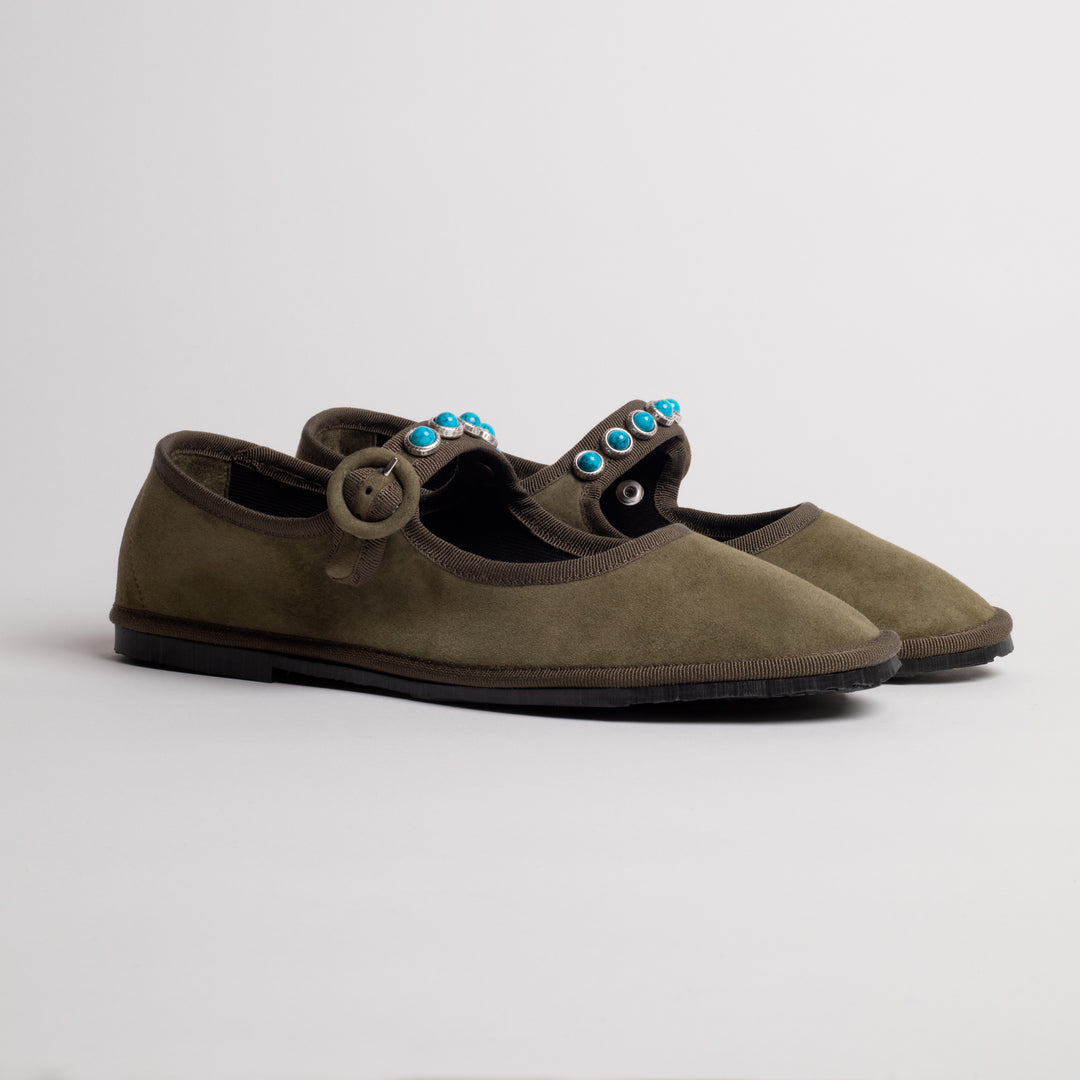 CHIARA TOTIRE SUEDE IN OLIVE-KHAKI