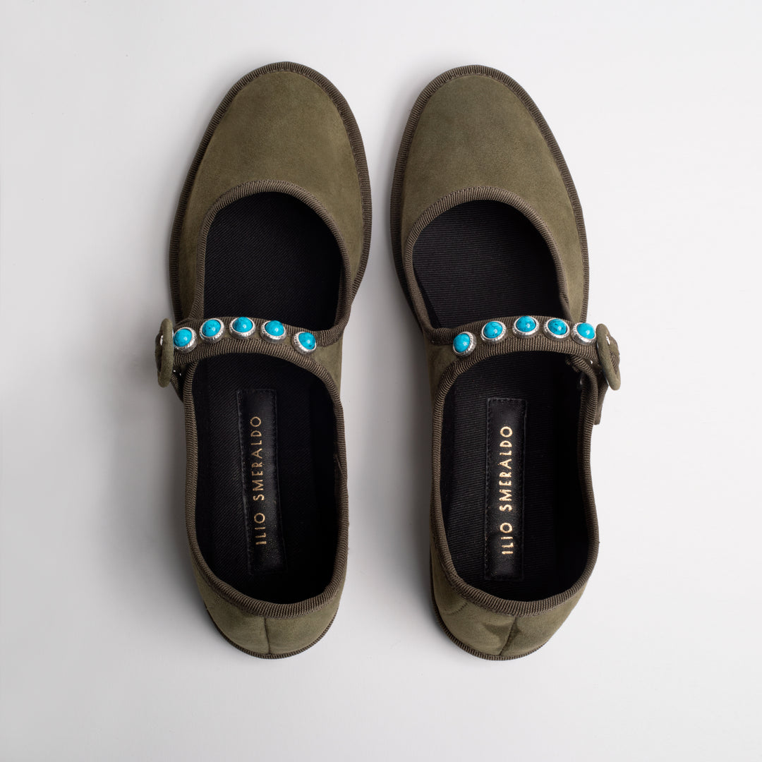 CHIARA TOTIRE SUEDE IN OLIVE-KHAKI