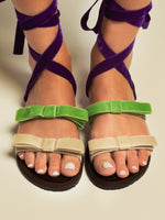 Load image into Gallery viewer, PORTO CERVO SUEDE LEATHER IN PURPLE / GREEN / CREAM
