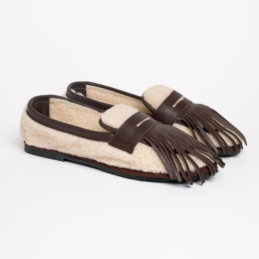 NEUILLY SHEARLING IN IVORY / BROWN