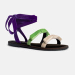 Load image into Gallery viewer, PORTO CERVO SUEDE LEATHER IN PURPLE / GREEN / CREAM
