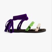 PORTO CERVO SUEDE LEATHER IN PURPLE / GREEN / CREAM